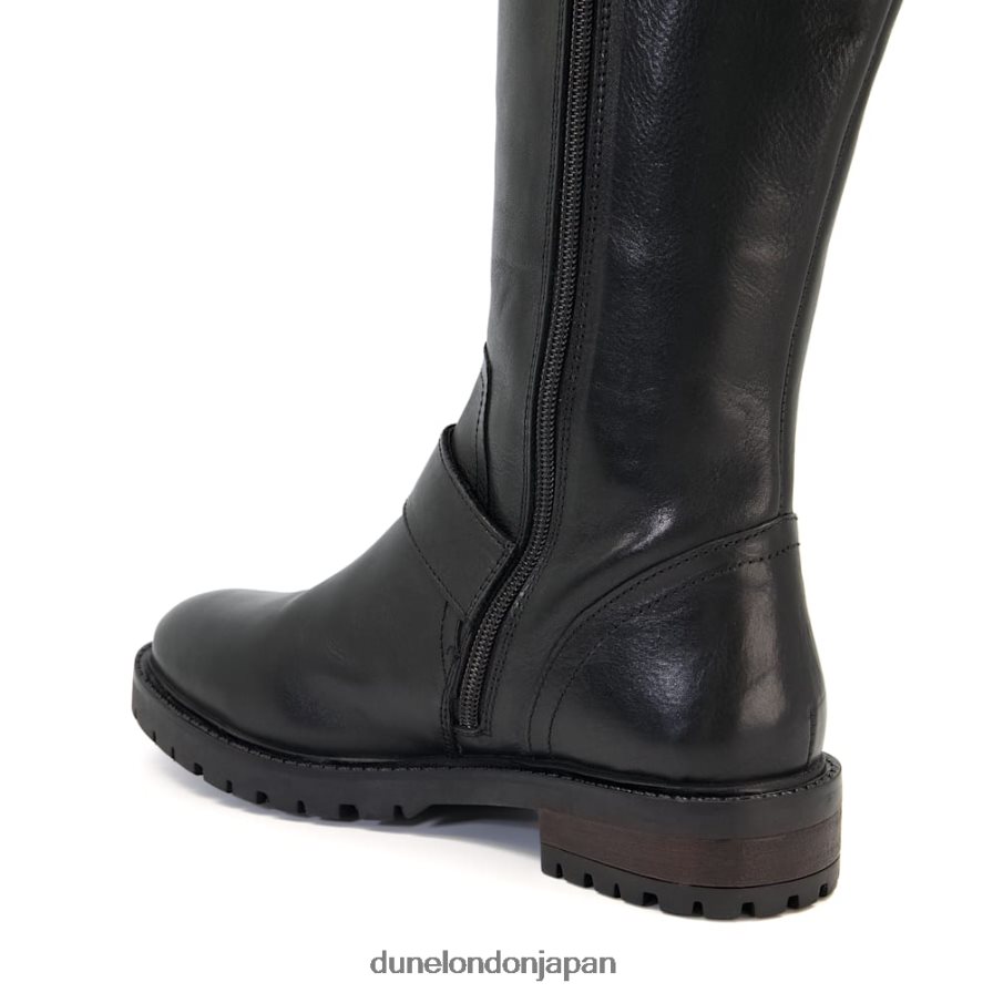 トラファルガー バックルストラップニーハイブーツ 黒 女性 Dune London 4JB82R648