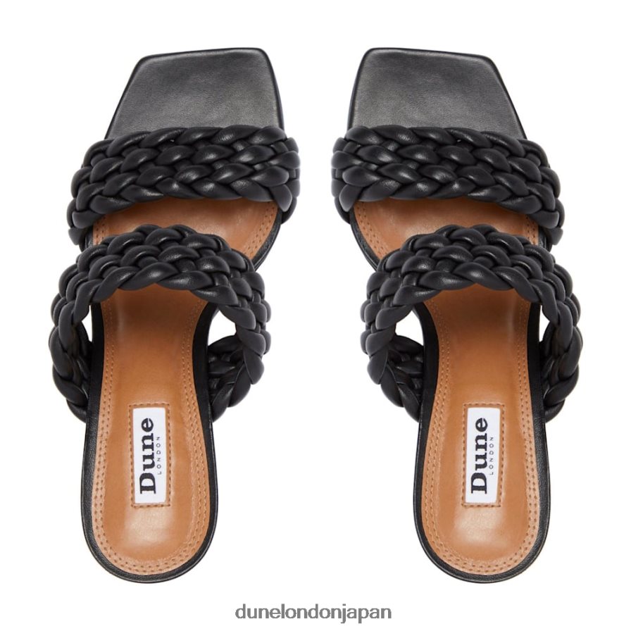 モーリッツ パッド入りウィーブストラップミュール 黒 女性 Dune London 4JB82R649