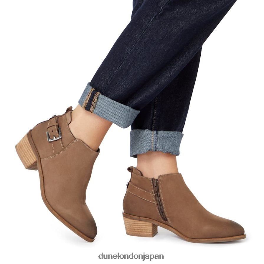 ピエラ バックルトリム スタックヒール アンクルブーツ トープ 女性 Dune London 4JB82R650