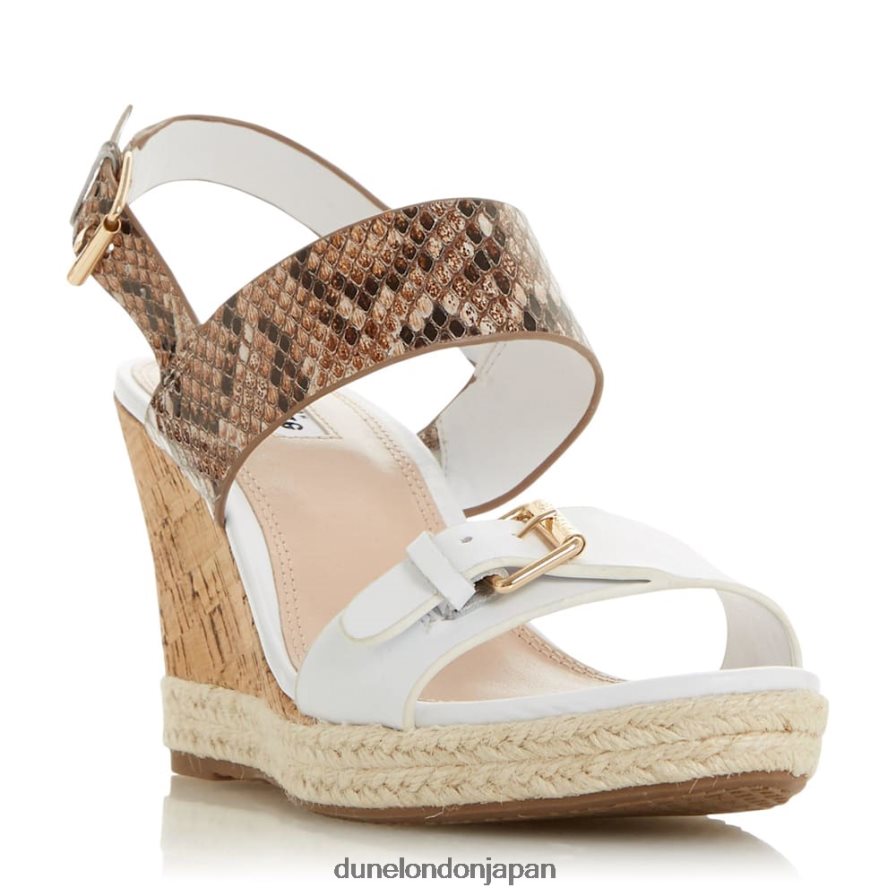 ケンディル レザーウェッジサンダル 白 女性 Dune London 4JB82R651