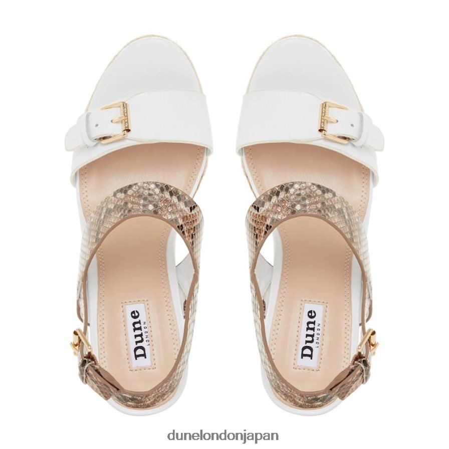 ケンディル レザーウェッジサンダル 白 女性 Dune London 4JB82R651