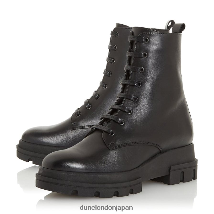 パルケ 分厚いアウトソールのレースアップアンクルブーツ 黒 女性 Dune London 4JB82R652