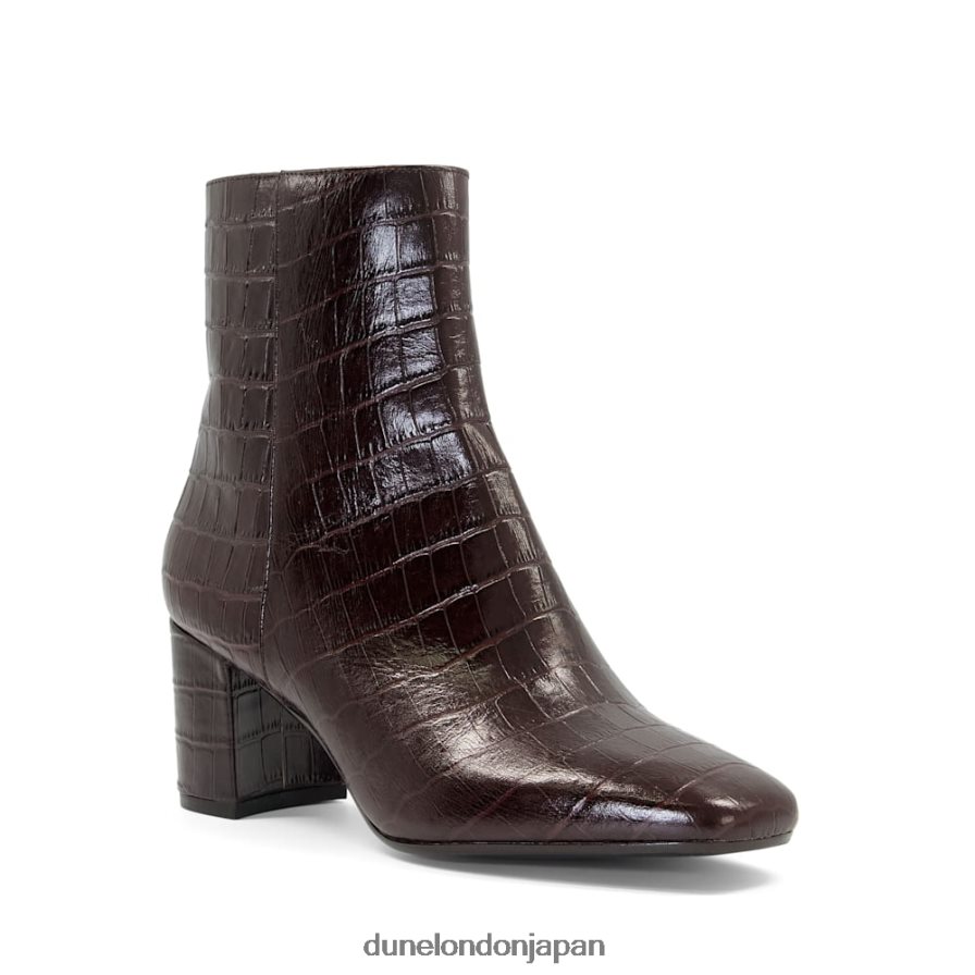 オレゴン スクエアトゥ ミッドヒール アンクルブーツ 茶色 女性 Dune London 4JB82R654