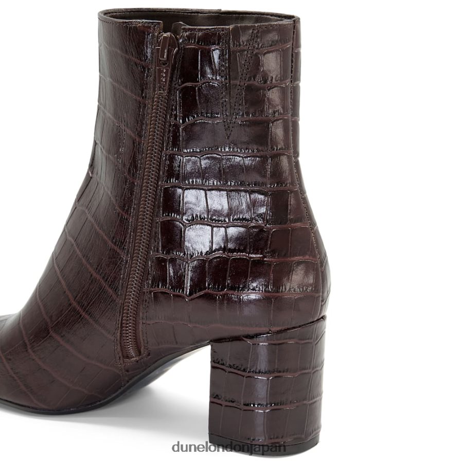 オレゴン スクエアトゥ ミッドヒール アンクルブーツ 茶色 女性 Dune London 4JB82R654