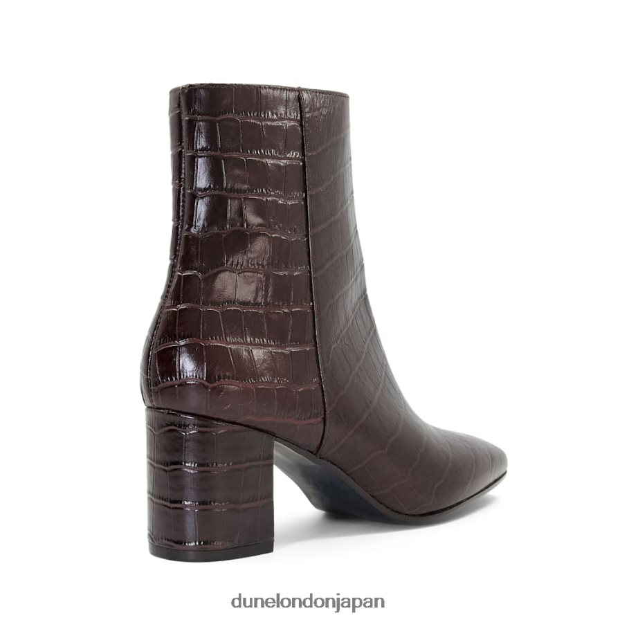 オレゴン スクエアトゥ ミッドヒール アンクルブーツ 茶色 女性 Dune London 4JB82R654