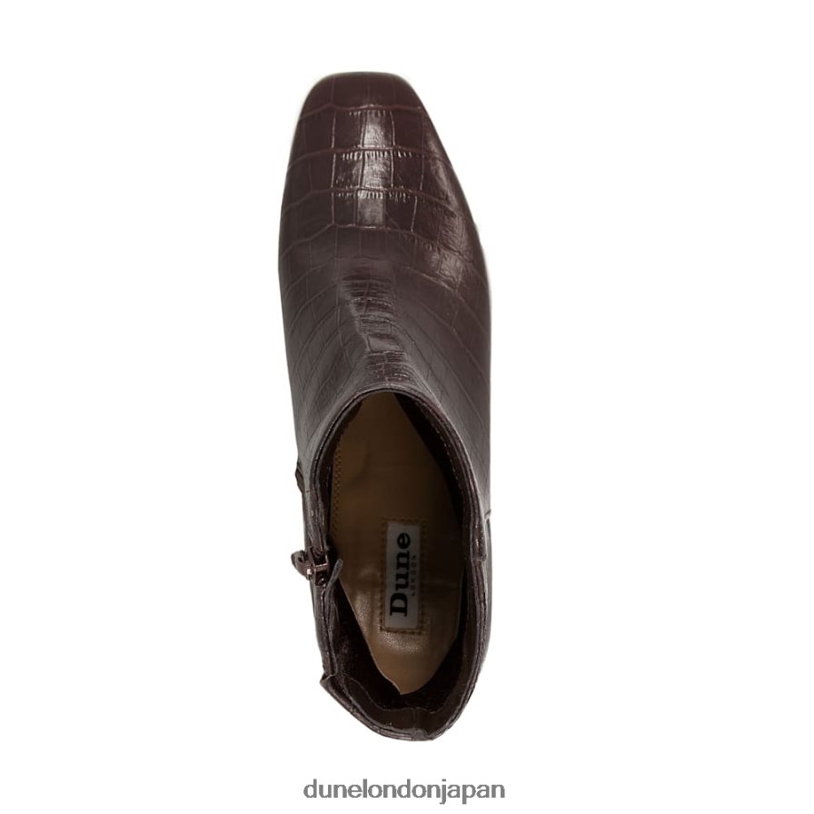 オレゴン スクエアトゥ ミッドヒール アンクルブーツ 茶色 女性 Dune London 4JB82R654