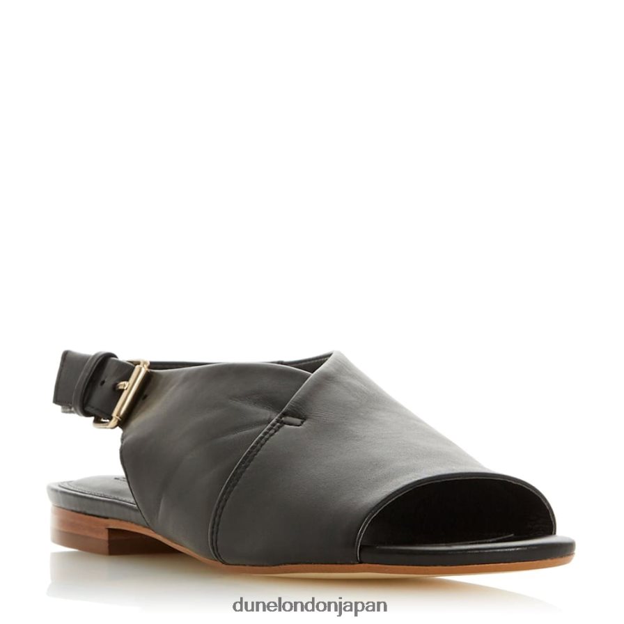 レニア レザーピープトゥサンダル 黒 女性 Dune London 4JB82R656
