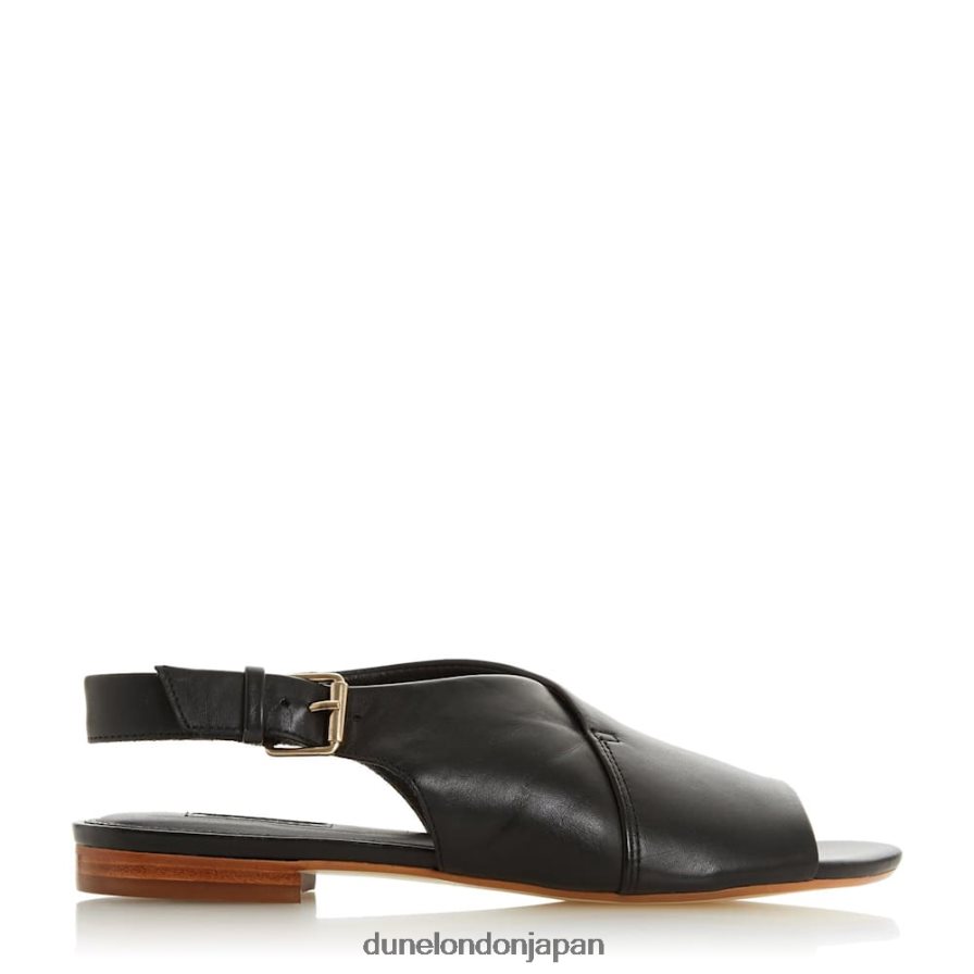 レニア レザーピープトゥサンダル 黒 女性 Dune London 4JB82R656