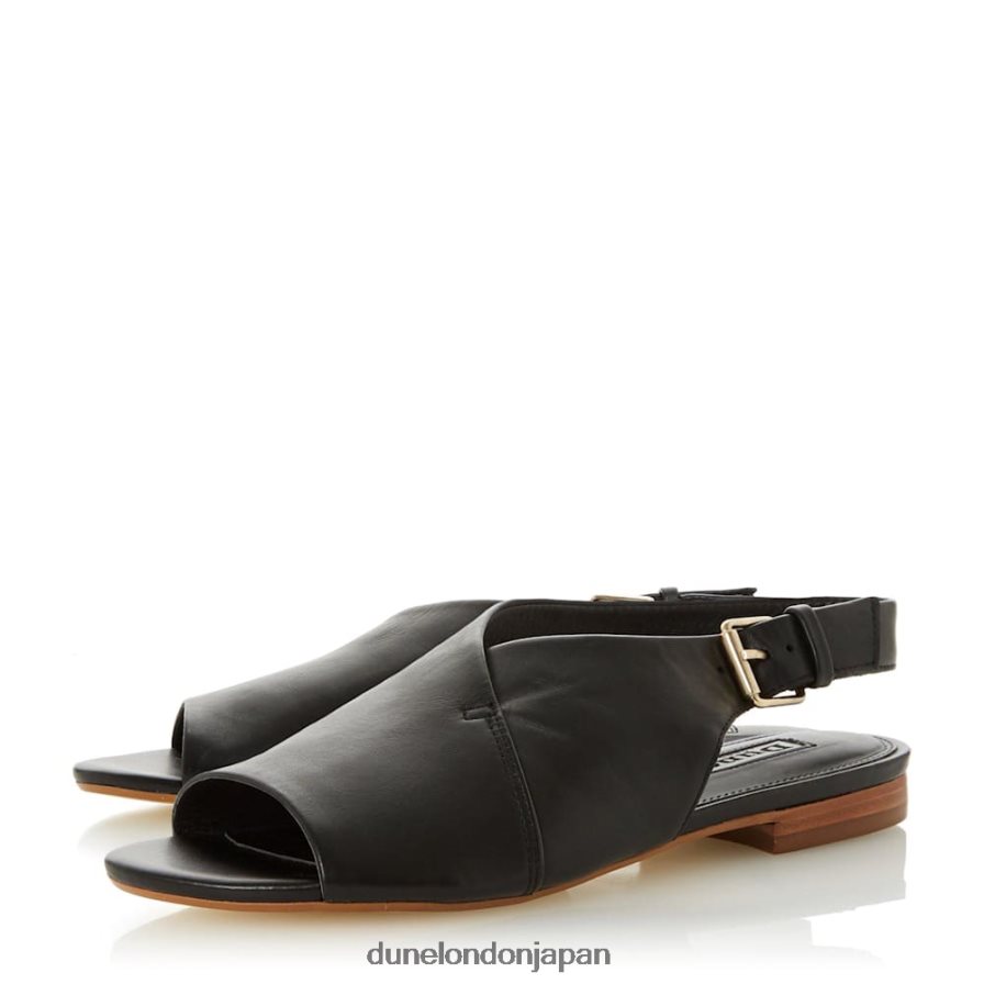 レニア レザーピープトゥサンダル 黒 女性 Dune London 4JB82R656
