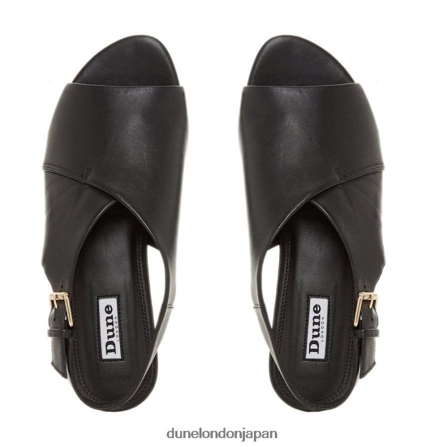 レニア レザーピープトゥサンダル 黒 女性 Dune London 4JB82R656