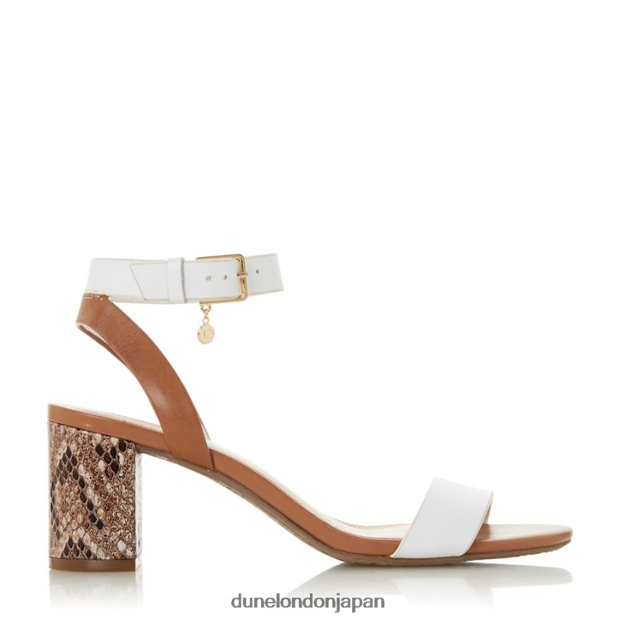 宝石 ブロックヒールサンダル 白 女性 Dune London 4JB82R661