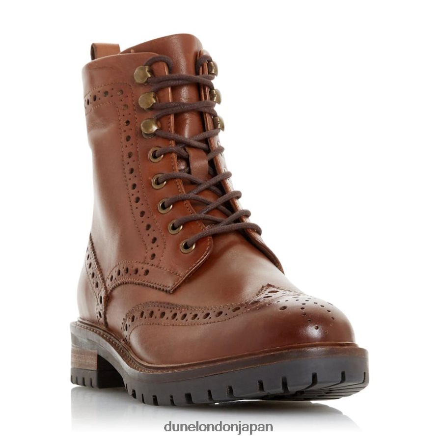 純粋に ブローグディテール レースアップ アンクルブーツ 黄褐色 女性 Dune London 4JB82R663
