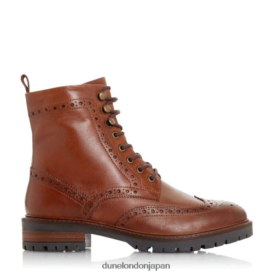純粋に ブローグディテール レースアップ アンクルブーツ 黄褐色 女性 Dune London 4JB82R663