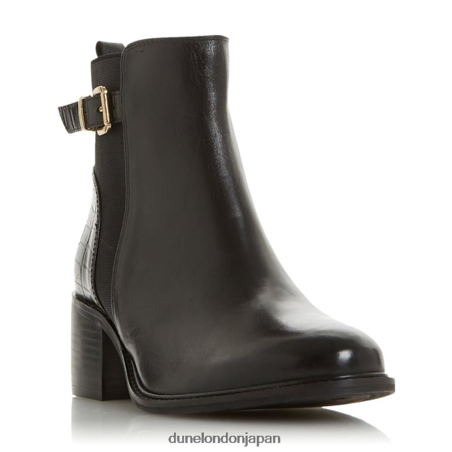 詩的な ワイドフィットローブロックヒールアンクルブーツ 黒 女性 Dune London 4JB82R664