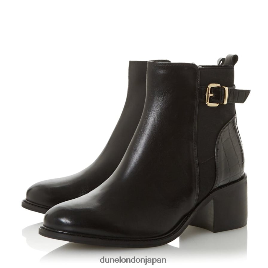 詩的な ワイドフィットローブロックヒールアンクルブーツ 黒 女性 Dune London 4JB82R664