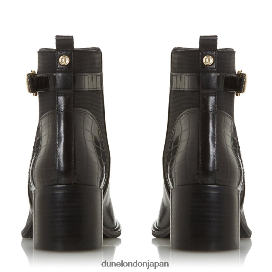 詩的な ワイドフィットローブロックヒールアンクルブーツ 黒 女性 Dune London 4JB82R664