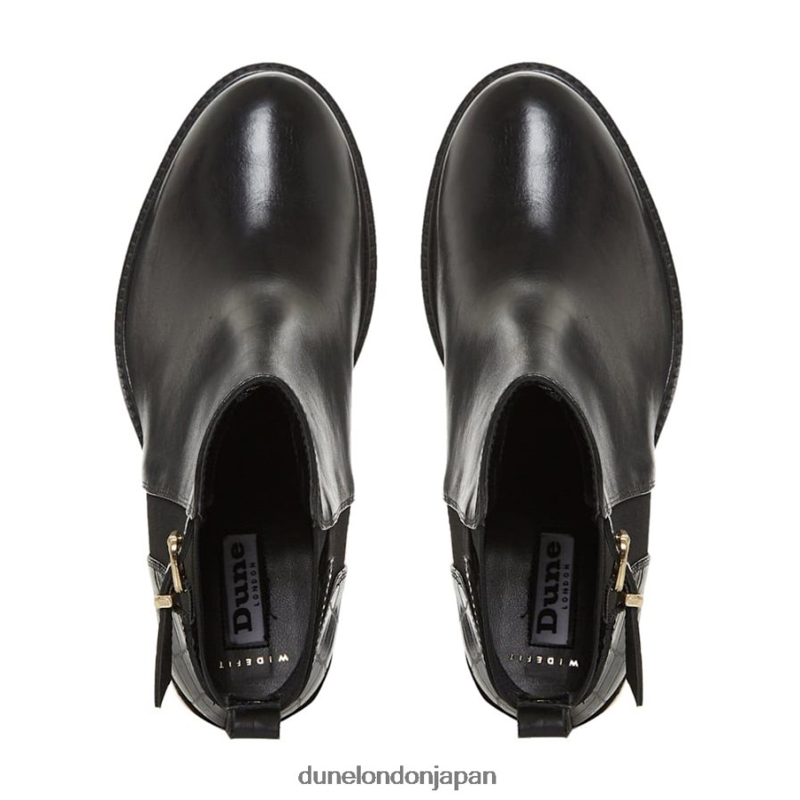 詩的な ワイドフィットローブロックヒールアンクルブーツ 黒 女性 Dune London 4JB82R664