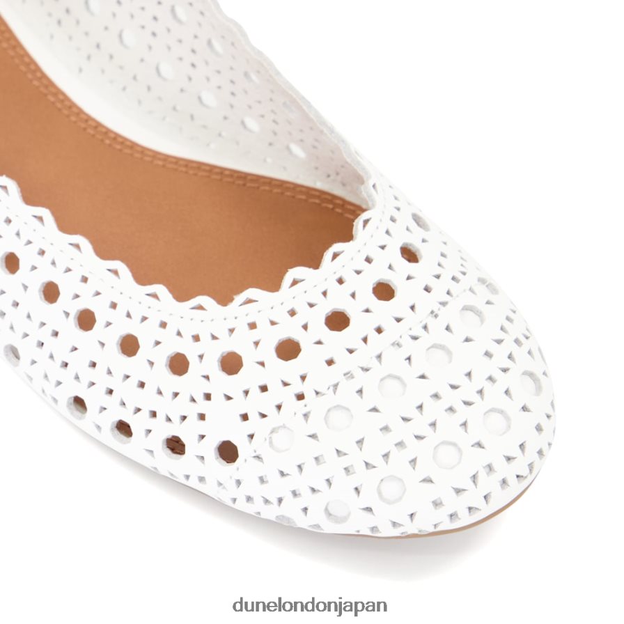 ハローズ レーザーカットディテール バレエシューズ 白 女性 Dune London 4JB82R672