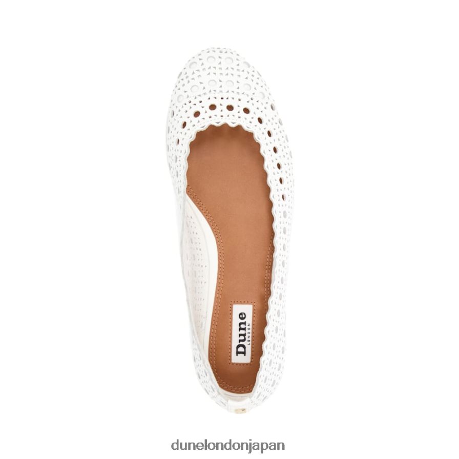ハローズ レーザーカットディテール バレエシューズ 白 女性 Dune London 4JB82R672