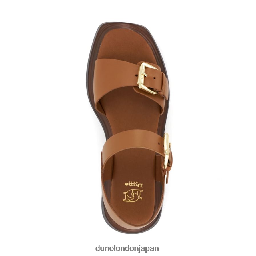 ロエルズ カジュアルレザーフラットフォームサンダル 黄褐色 女性 Dune London 4JB82R675