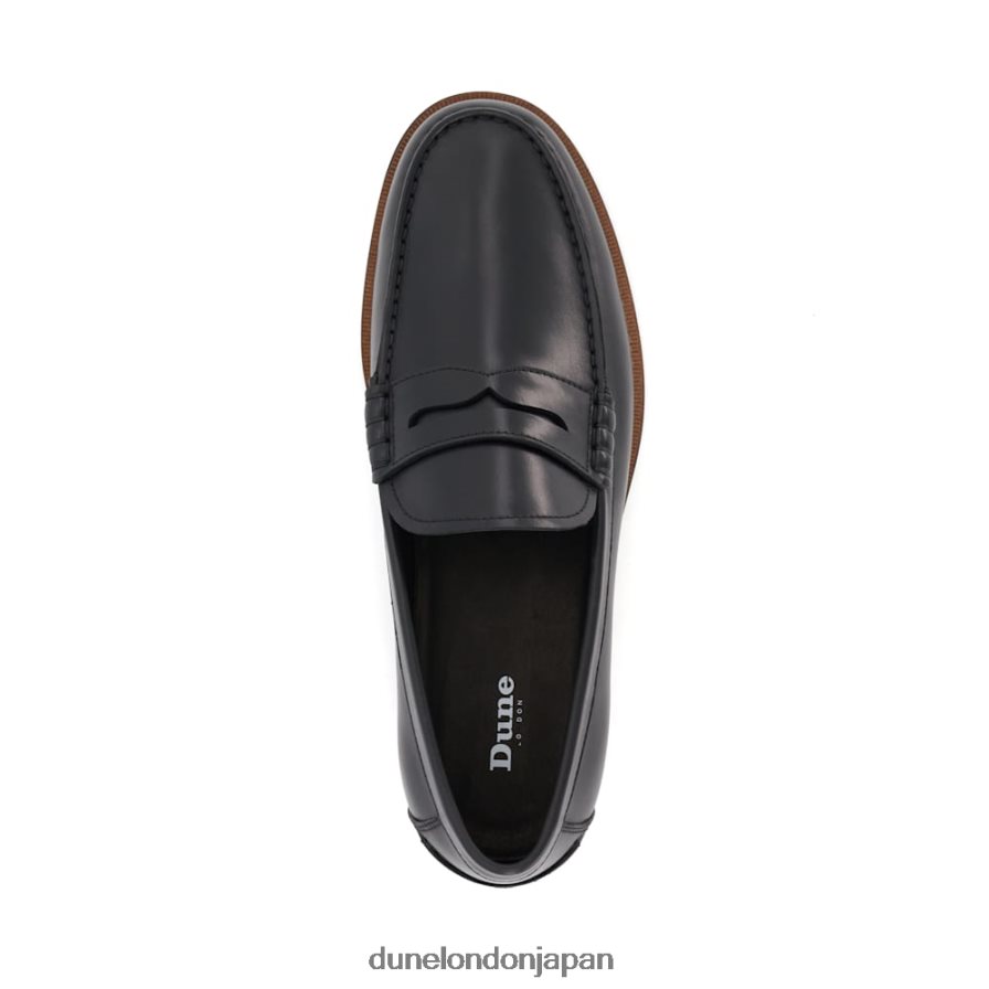 サムソン レザー ペニートリム ローファー 黒 男性 Dune London 4JB82R688