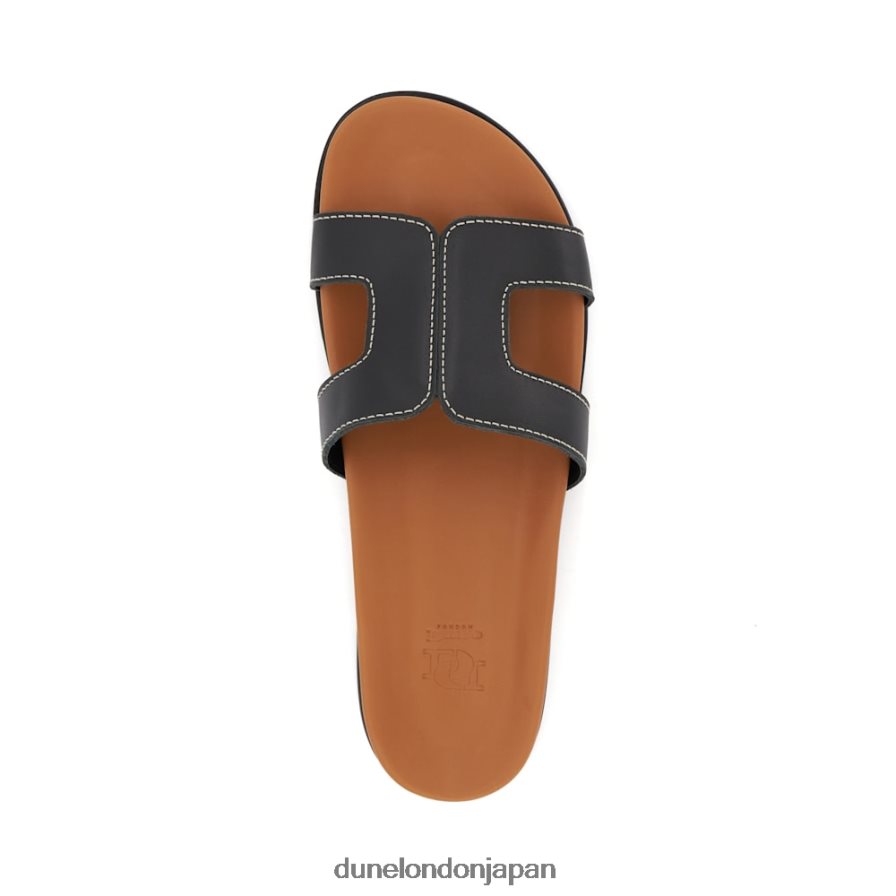 ルーパ トップステッチディテール コンフォートフットベッド スライダーサンダル 黒 女性 Dune London 4JB82R6