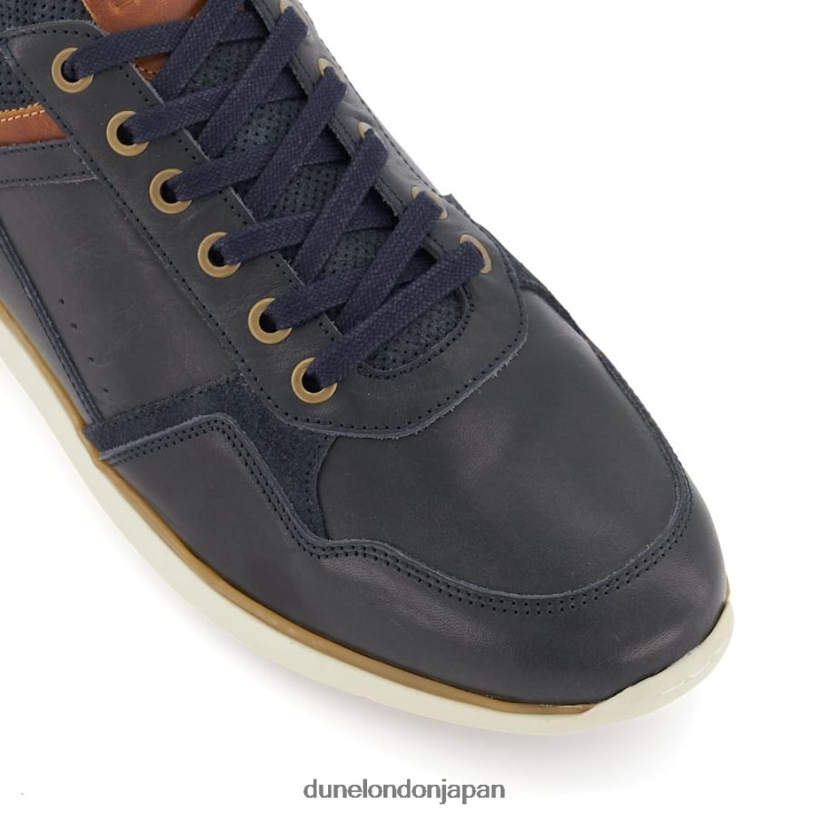 トレンドの レザーレースアップスニーカー 海軍 男性 Dune London 4JB82R706