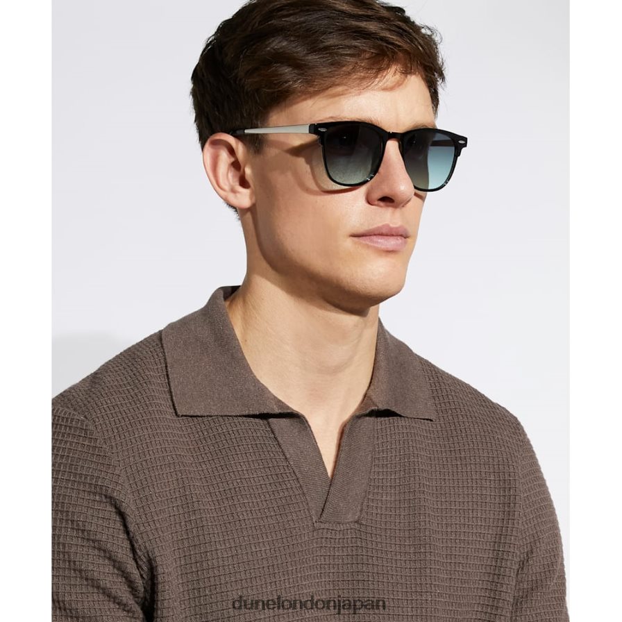 隠された スリムラインのサングラス 緑 男性 Dune London 4JB82R712