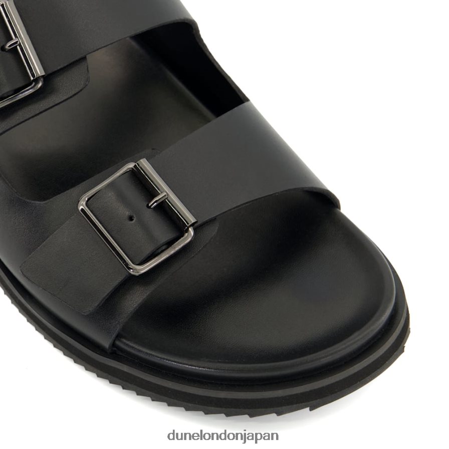 イタレ カジュアルバックルストラップ レザーサンダル 黒 男性 Dune London 4JB82R720