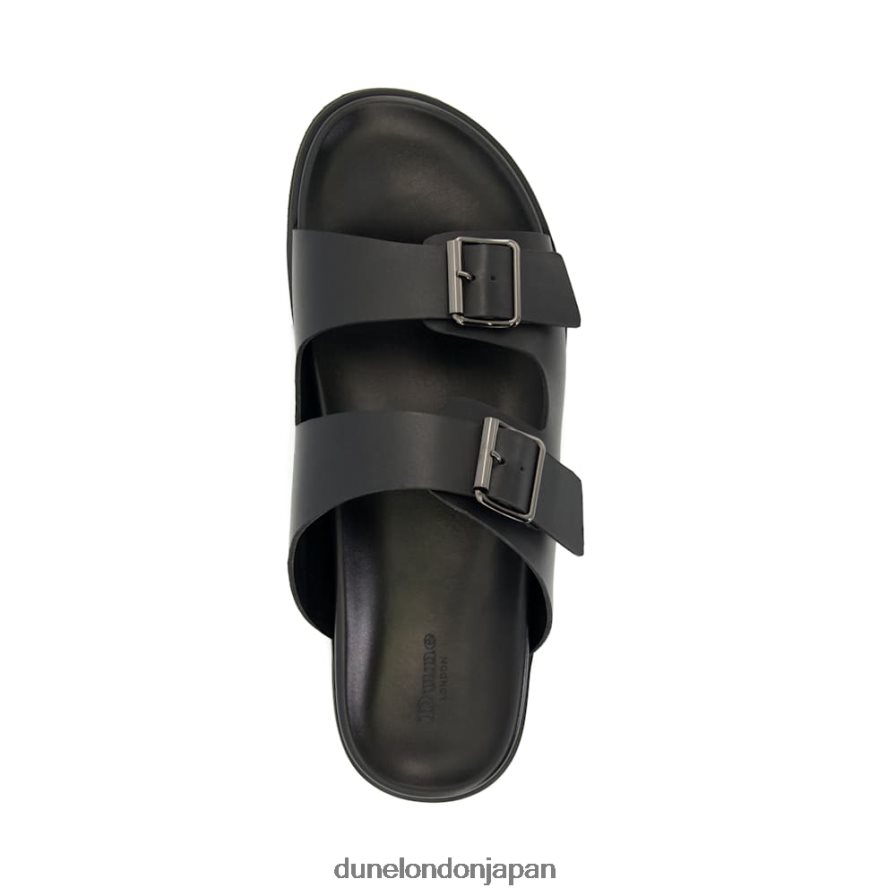 イタレ カジュアルバックルストラップ レザーサンダル 黒 男性 Dune London 4JB82R720