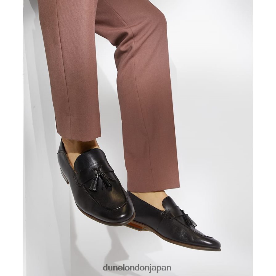 サポート レザータッセルトリムローファー 黒 男性 Dune London 4JB82R733