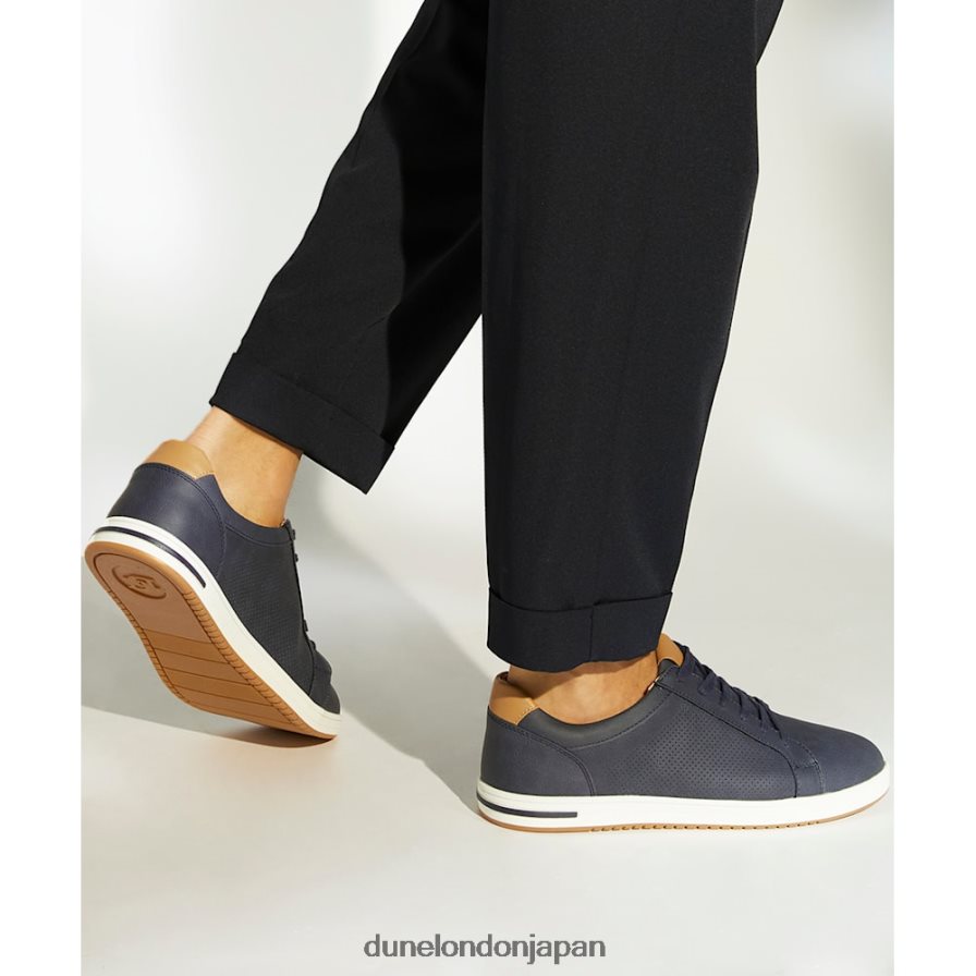 テジー パンチング レースアップスニーカー 海軍 男性 Dune London 4JB82R736