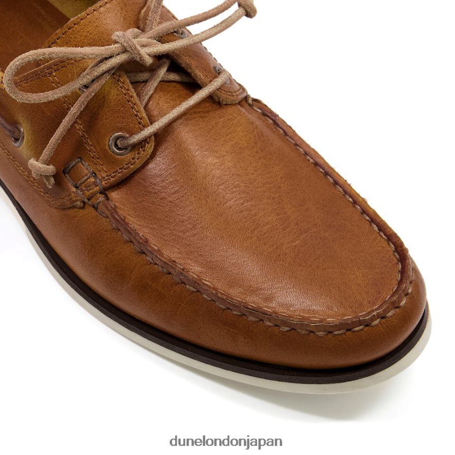 ブルージーな 革のボートシューズ 黄褐色 男性 Dune London 4JB82R738