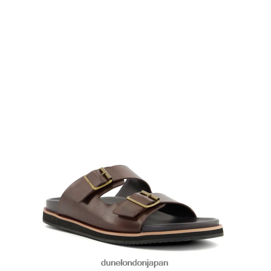 イタレ カジュアルバックルストラップ レザーサンダル 茶色 男性 Dune London 4JB82R784