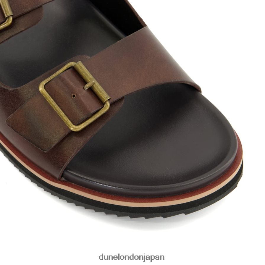 イタレ カジュアルバックルストラップ レザーサンダル 茶色 男性 Dune London 4JB82R784