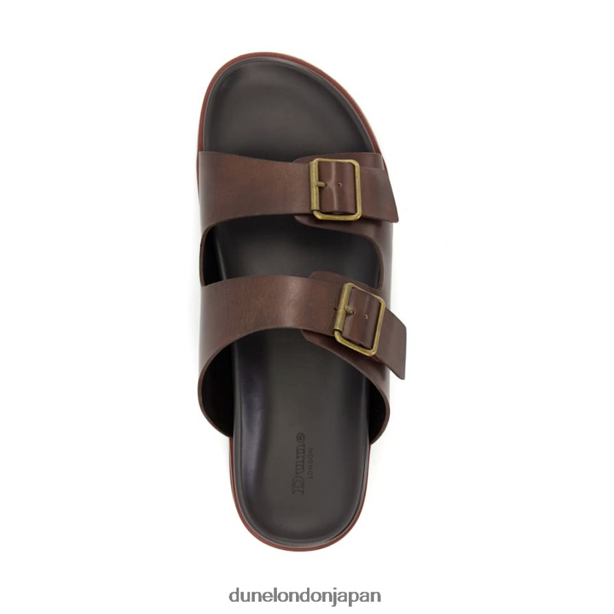 イタレ カジュアルバックルストラップ レザーサンダル 茶色 男性 Dune London 4JB82R784