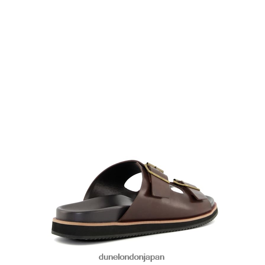 イタレ カジュアルバックルストラップ レザーサンダル 茶色 男性 Dune London 4JB82R784