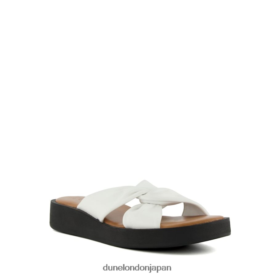 リゾ ノットストラップ レザー フラットフォームサンダル 白 女性 Dune London 4JB82R79