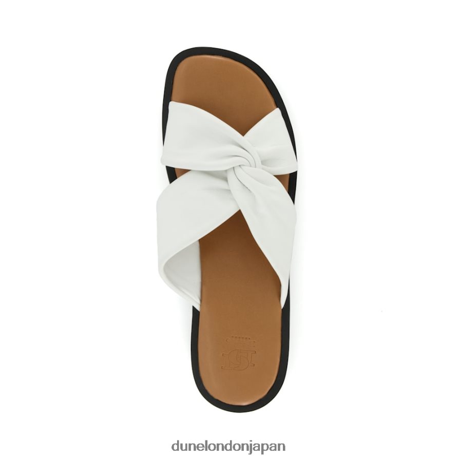 リゾ ノットストラップ レザー フラットフォームサンダル 白 女性 Dune London 4JB82R79