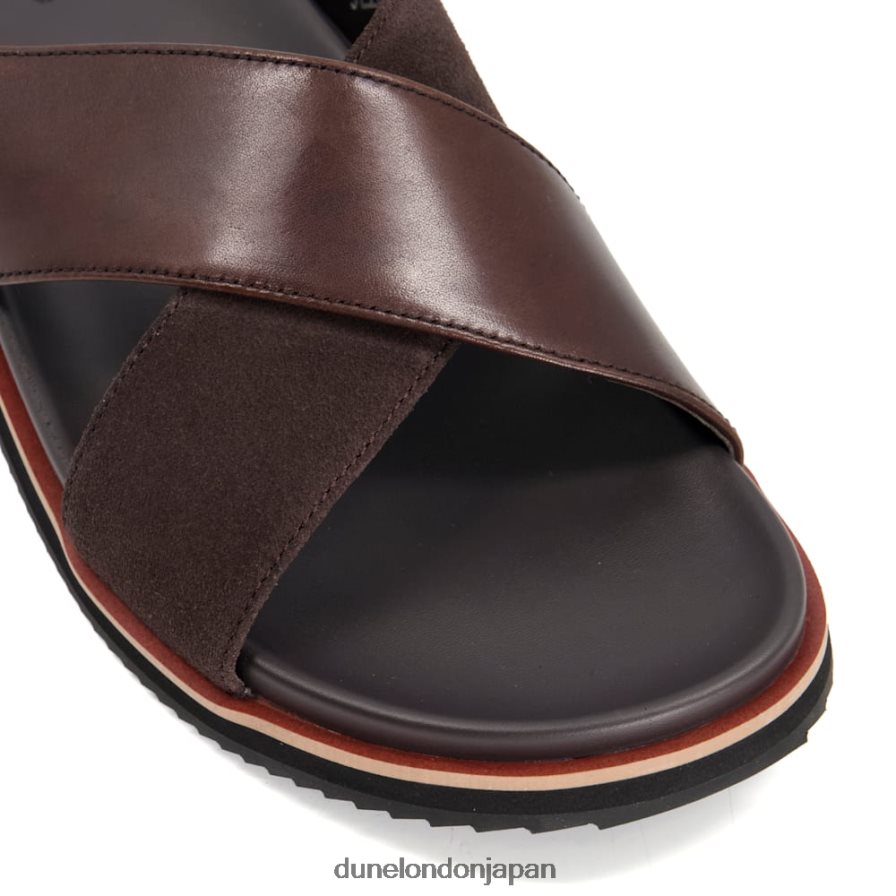 いた クロスオーバーストラップ レザーサンダル 茶色 男性 Dune London 4JB82R803