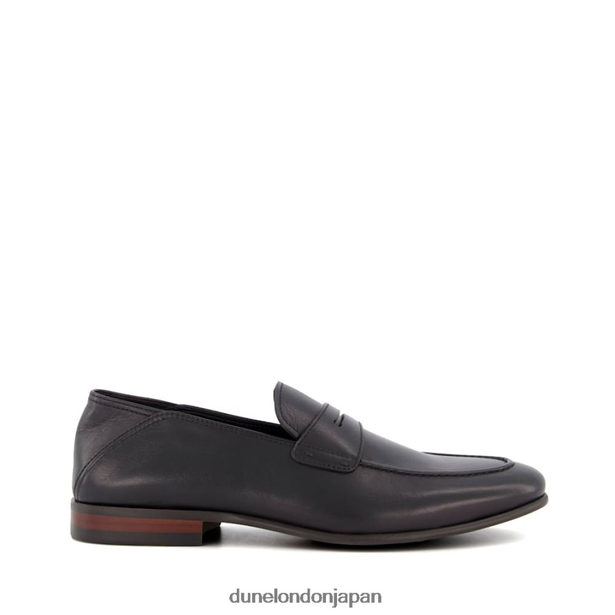 同期する クラッシュバックヒール ペニーローファー 黒 男性 Dune London 4JB82R834
