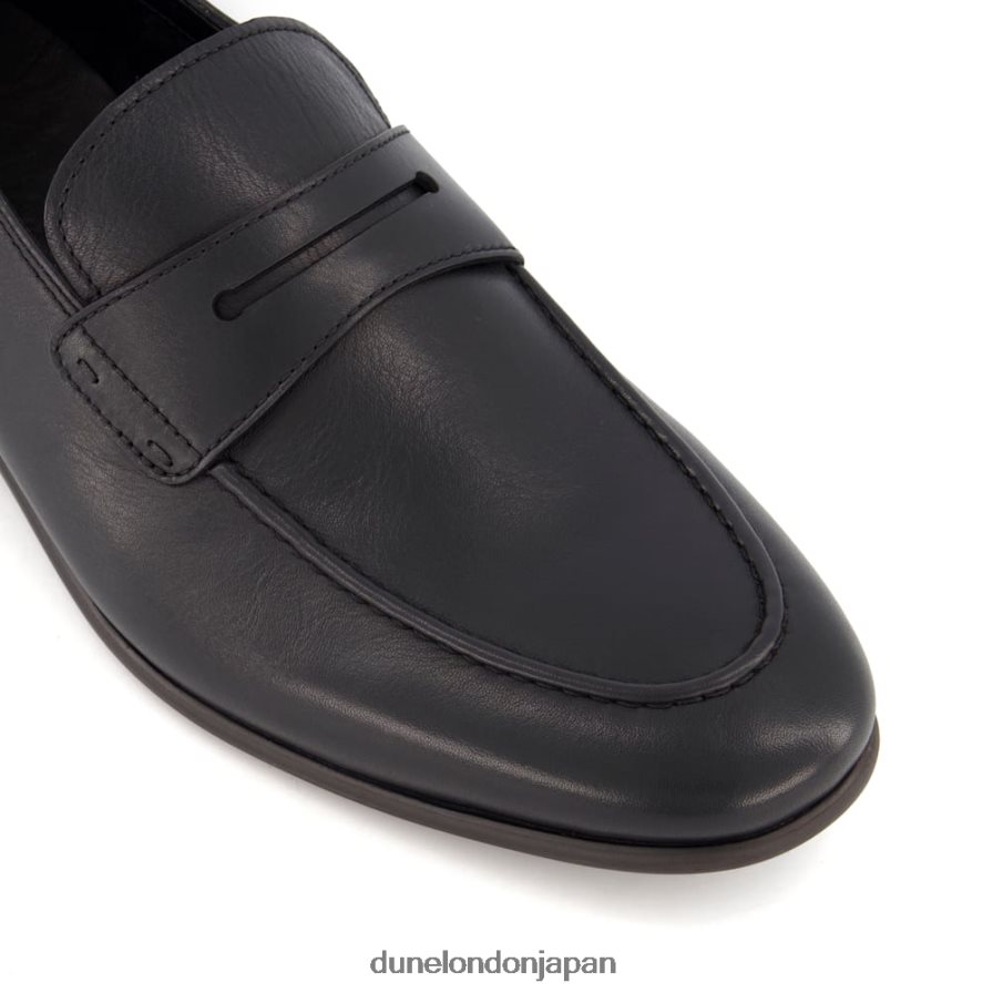 同期する クラッシュバックヒール ペニーローファー 黒 男性 Dune London 4JB82R834