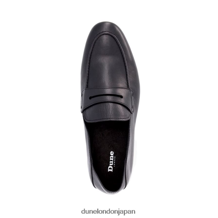 同期する クラッシュバックヒール ペニーローファー 黒 男性 Dune London 4JB82R834