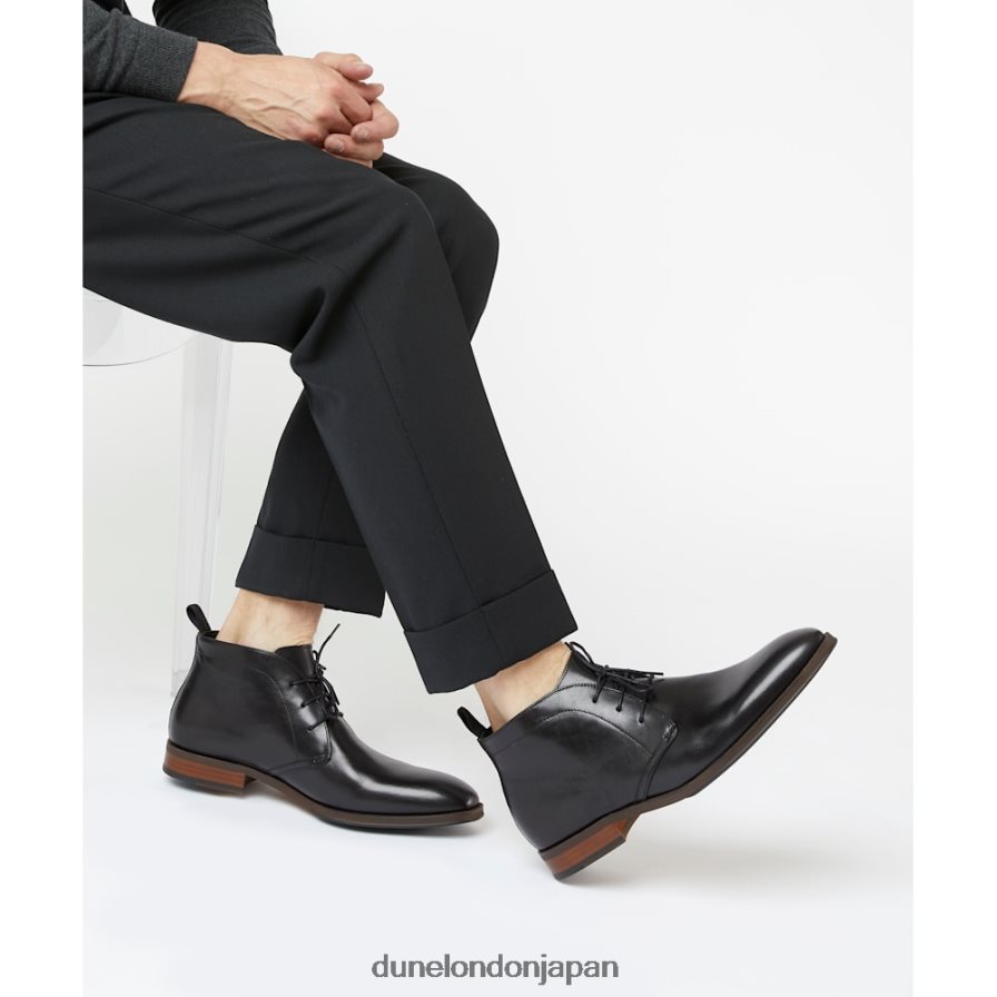 行進 レースアップチャッカブーツ 黒 男性 Dune London 4JB82R848