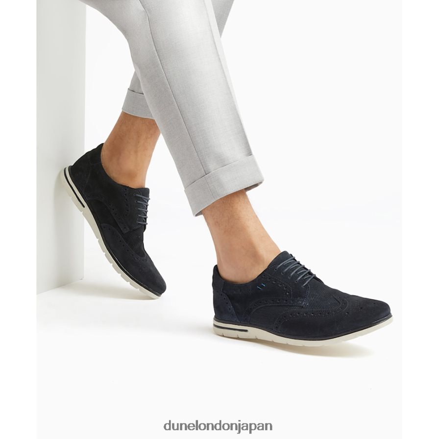 バリー レースアップブローグウェッジ 海軍 男性 Dune London 4JB82R852