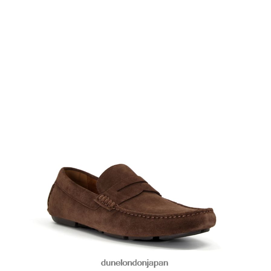 ブラッドレー スクエアトゥ スエード モカシン ローファー 茶色 男性 Dune London 4JB82R885