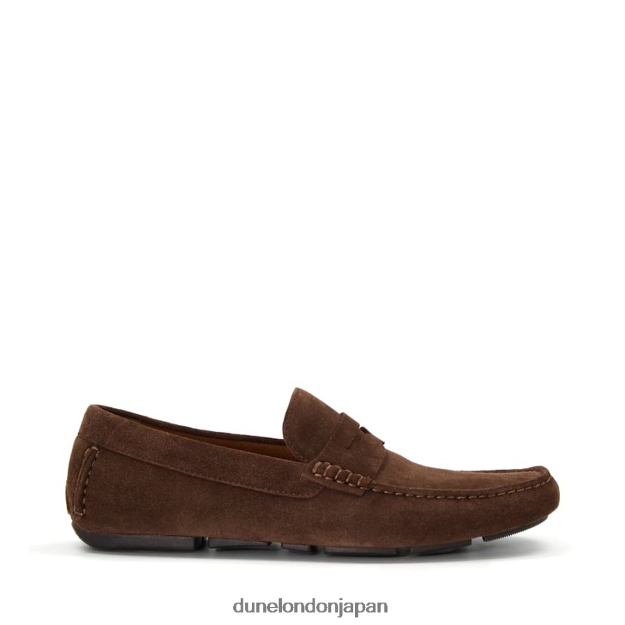 ブラッドレー スクエアトゥ スエード モカシン ローファー 茶色 男性 Dune London 4JB82R885