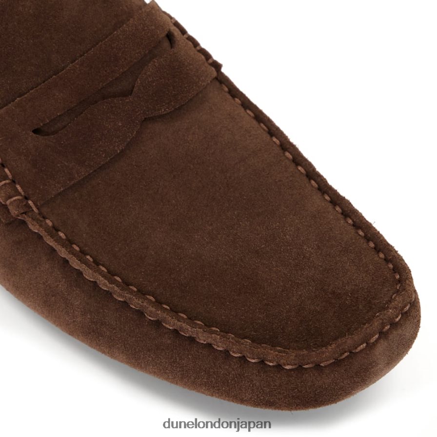 ブラッドレー スクエアトゥ スエード モカシン ローファー 茶色 男性 Dune London 4JB82R885