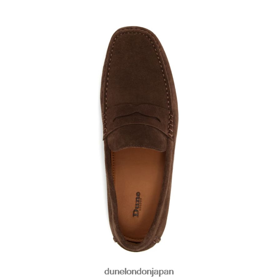 ブラッドレー スクエアトゥ スエード モカシン ローファー 茶色 男性 Dune London 4JB82R885