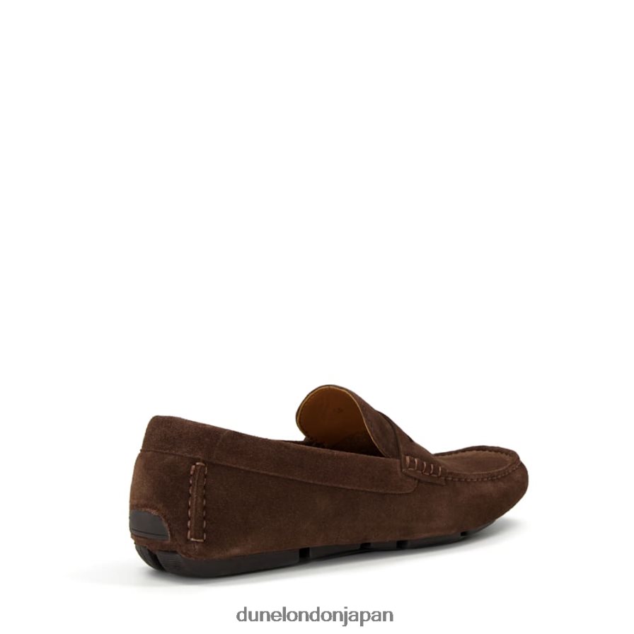 ブラッドレー スクエアトゥ スエード モカシン ローファー 茶色 男性 Dune London 4JB82R885